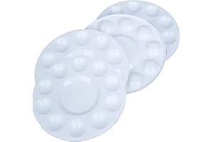 MU MIANHUA Paint Mixing Palette Tray 4 Pcs Round Plastic Art Supplies for Kids and Adults to Create DIY Craft Professional Art Painting