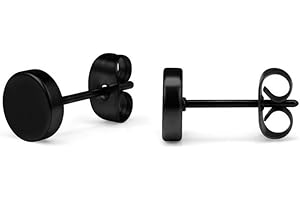 PRK 14 6mm Black Stud Round Circular Earrings For Men Women Unisex Fashion Jewlery Accessory Casual Use For Work Parties Everyday Wear Ear Rings