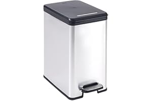 Curver Deco Bin Slim kosz na śmieci, 25 l, plastikowy, czarny/srebrny metalik, 39 x 25 x 45 cm