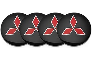 XGAGCF 4 Pezzi Auto Coprimozzi Ruota Centro Tappi Cerchioni Mozzo Badge Hub Center Caps Adesivi, per Mitsubishi Lancer ASX Outlander Pajero L200 Galant 56MM Auto Decorativo Emblema Accessori, Black