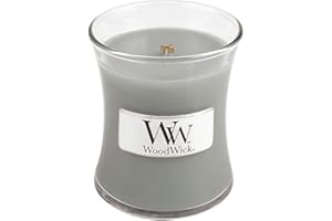 Woodwick Mini świeca - kominek, szara, 6,9 x 6,8 x 7,8 cm