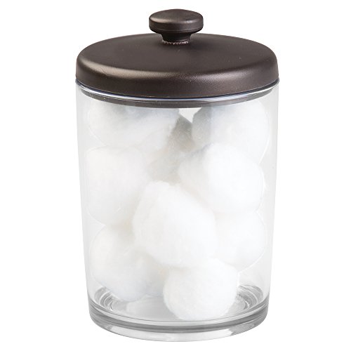 mDesign Wattedose – praktischer Behälter für Wattepads, Wattestäbchen und Wattebäusche – stilvoller Wattepadbehälter & Wattestäbchenbehälter – Material: beständiger Kunststoff - 7