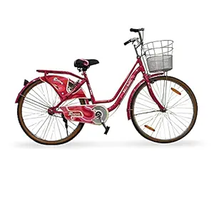 CYCLOSTAR Hero Miss India Reeva 26T Single Speed Cycle for Girls/Womens, with Front Basket, Free Bell & Lock - Pink (Ideal for - 13+ Years)