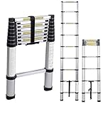 sogesfurniture 2.6M Échelle Télescopique, Échelle Pliable - Portable et Pliante Echelle - 8 Echelons Escamotable Polyvalent Robusteen Aluminium, BHEU-KS-MS-002