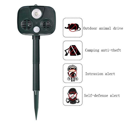 Preisvergleich Produktbild Mückenschutzlampe Pest Control Patrol, Outdoor Wasserdichte Solar Power Camping Alarmanlage, Ultraschall Tier Pest Maus Repeller Fahren Sie sicher große Wilde Tiere