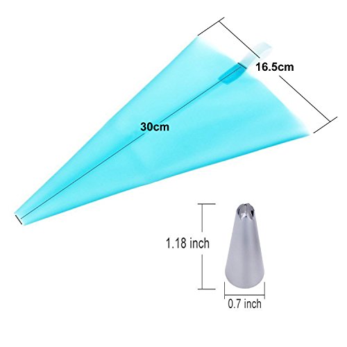 HOOMIL Spritztüllen Set mit 24 Stücke Edelstahl Garniertülle, 2 Kupplung und 1 Spritzbeutel für Pralinen, Plätzchen, Keksen, Kuchen und Torten Deko Decorating Tools - 4