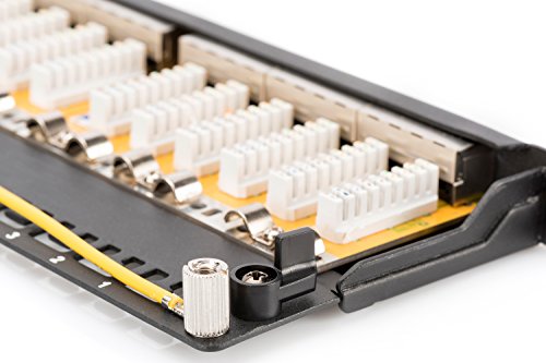 DIGITUS Cat.6A Klasse EA Patch Panel, geschirmt, 24-Port RJ45, inkl. Staubschutzklappen, LSA(+), 8P8C, 0.5HE, 483 mm (19″) Rack Mount, Farbe Schwarz RAL 9005 - 4