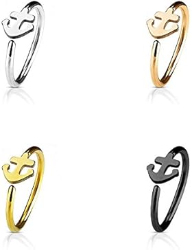 PREMIUM Nasenstecker | Nasenpiercing | Nasenring | Ohrpiercing | Fake Hoop Ring | 4er SET mit Motiv | Kann als...