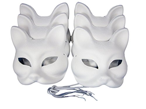 Fuchs Masken, weiß, zum bemalen, 6 Stück [JP Import]