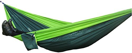 Parachute hammock double outdoor indoor hammock swing chair slim solid(Dark green +green)
