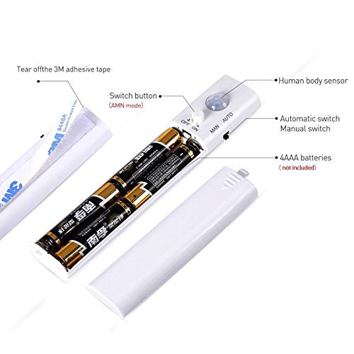 LED Streifen Beleuchtung, WERTIOO Bewegungssensor Flexible LED Streifen Beleuchtung 3.28ft für Kinderbett Wandschrank 1m LED Strip, 4000K Warmweiss, - 2