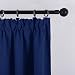 PONYDANCE Blackout Window Curtains for Kitchen Super Soft Solid Room Darkening Thermal Insulated Light Blocking Drapery Top Tape Pencil Pleat Curtain Drapes, 2 Panels, W 46 x L 72 Inch, Navy Blue