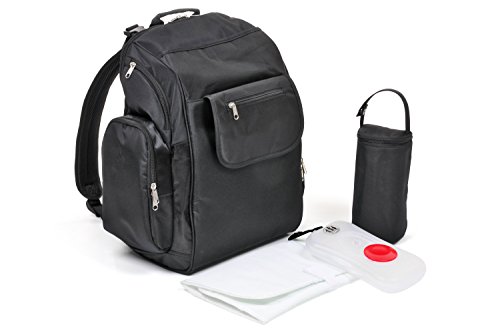 Three Little Imps Premium Range Black Travel Backpack - Baby Change Maternity Nappy Bag with Accessories Kit