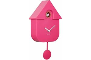Karlsson Pendulum Modern Wall Cuckoo Clock (bright pink - KA5768BP)