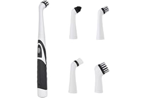 Electrical Cleaning Brush, SUCCEASY 4 in 1 Electric Cleaning Brush with Replacement Heads, Electric Spin Scrubber Household Cleaning Brushes for Home, Bathroom Floor, Tub, Shower, Tile(Black&White)