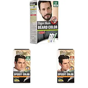 Bigen Mens Beard Color, Brownish Black B102, 40g & Bigen Mens Speedy Color, 80g - Brown Black 102 (Pack of 1) & Bigen Mens Speedy Color, Dark Brown 103, 80g