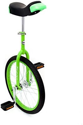 Indy Trainer Kids' Unicycle Green, 20" inch steel frame, 1 speed rounded plastic pedals contoured ergonomic saddle
