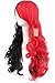 MapofBeauty Multi-color Lolita Long Curly Clip on Ponytails Cosplay Wig (Black/ Red)