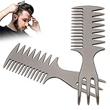 Outil de Coiffure pour Hommes, Dents Larges et Peigne à Fourche pour le Lissage des Moustaches et le Coiffage à L'huile(Peigne fourchette)