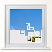 DD Dotzler Design 6416-18 Sichtschutzfolie mit Motiv Fensterfolie Milchglas Retro Ecken Corners Squares Vogelschutz