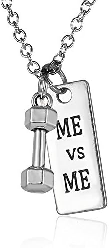 "ME vs ME" Pendant Necklace - Best Motivational Gift - Barbell Dumbbell Pendants