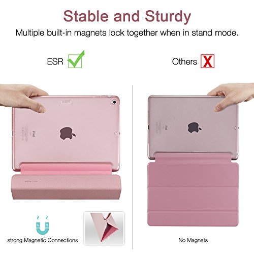 iPad Air Hülle, ESR® Yippee Series Auto aufwachen / Schlaf Funktion Wickelfalz Ledertasche mit Lichtdurchlässig Rückseite Abdeckung Leichtgewicht Schutzhülle für iPad Air / iPad 5 (Süß Rosa) - 4