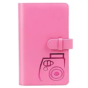 CAIUL Compatible 96 Pockets Mini Wallet Photo Album with PU Leather Cover for Fujifilm Instax Mini 9 8 8+ 70 7s 90 25 26 50s Films (Flamingo Pink)