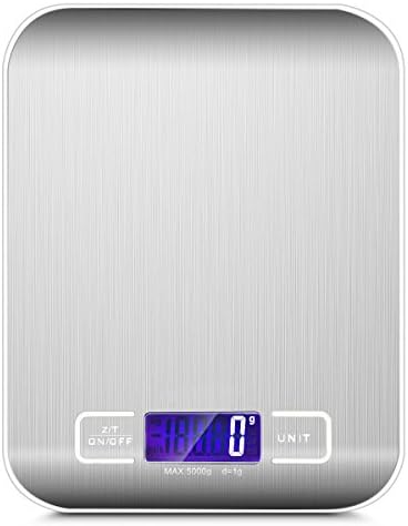 Metalbay Professional Kitchen Scale with Large LCD Display Digital Kitchen Scales Maximum Weight Supported 5 kg, Tare function, auto off, Kitchen Scales Accuracy of with 5 units for Food Ingredients