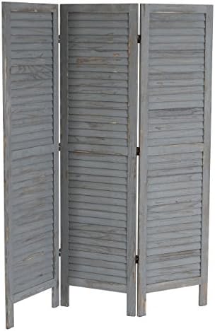 Screen Paravent Room Divider ? 170 x 138 x 2cm, shabby look, vintage, grey