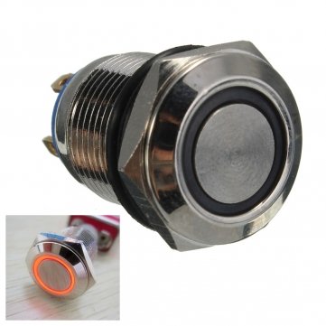 Preisvergleich Produktbild 12mm 2A / 36VAC Metalldrucktastenschalter Spritzwassergeschütz Wohnung LED beleuchtete Schalter