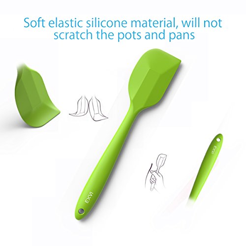EXVI 3-teilig Flexible Spachtel Silikon-Set Hitzebeständig Antihaft (Grün) - 5
