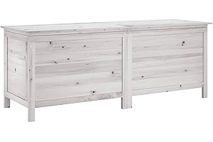 vidaXL Arcón de Jardín, Caja de Almacenaje con Tapa, Baúl para Cojines Alfombras Juguetes, Mueble para Patio, Madera Maciza de Abeto Blanco