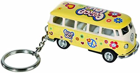 School Bag Must Have - Peace &amp; Love Pull VW Bus Pull Back Van Keyring Keychain - Popular Ideal Fun Toys &amp; Games Age 5+ Present Gift Idea for Christmas Xmas Stocking Filler Top Ups Birthdays Easter Rewards Treats Pocket Money - Girls Children Kids Girl Child - One Supplied