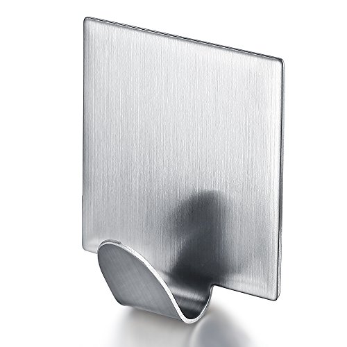 BasicForm selbstklebender Haken, belastbar, Edelstahl, starker Halt, 3M, hinterlässt keine Schäden - 4