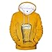 Produktbild Chejarirty Oktoberfest Kostüm Herren Hoodie 3D Gedruckt Biermuster Freizeit Kapuzenpullover Langarm Sweatshirt Kapuzenjacke Mit Taschen Cosplay Outfits Traditionelle Kleidung (L, Gelb)