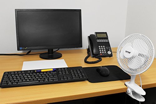 AMOS 6″ 15cm Clip & Tisch Ventilator Tragbarer Klemme Tischventilator Haus Büro Windmaschine 2 Geschwindigkeit Kippen Einstellbare Luftkühlung Elektrolüfter - 2