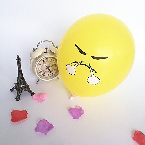 logei® 100St Emoji Luftballons verschiedene Miene Laune Ballons Luftballon Heliumballons Ballon Deko für Valentinstag, Verlobung, Hochzeit, Party in Gelb (Mienetyp nicht wählbar) - 5