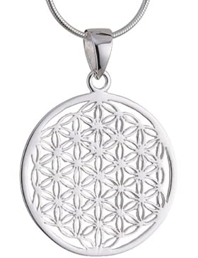 Vinani Anhänger Lebensblume Blume des Lebens Mandala klein mit Schlangenkette Sterling Silber 925 Kette Italien...