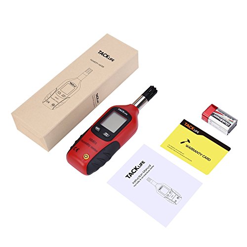 Tacklife HM01 Klassisches Feuchtigkeitmessgerät Temperaturmesser LCD Digital Thermometer Luftfeuchtigkeit Meter für Industrie, Landwirtschaft, Meteorologie und Alltag, Rot-Schwarz - 8
