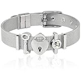SUNIANA - Mesh Armband Set mit Charms || Taken || individuell erweiterbar (Silber)