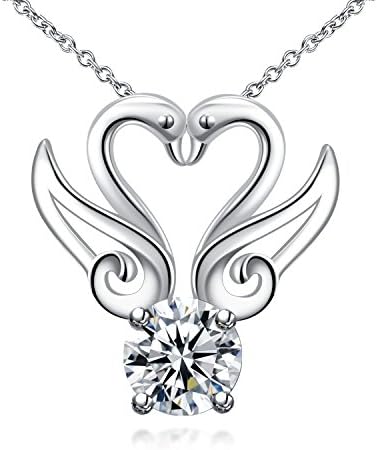 DeLove Fashion Necklaces for Women Silver and Cubic Zirconia Wedding Necklace Chain Silver Plated Wave Shaped Cubic Zirconia Pendant Necklace For Women Elegant Women's Jewelry for Girl 23 cm SPN101