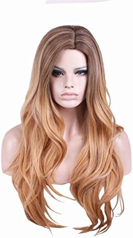 Europe And The United States Fashion High-End Linen Yellow Temperament Long Curly Hair Role-Playing High-Quality Heat-Resistant Synthetic Wig