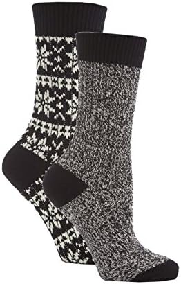 Jennifer Anderton - 4 Pairs of Ladies Thick Chunky Bulk Knit Walking Boot Socks 4-8 UK / 37-42 (Black)