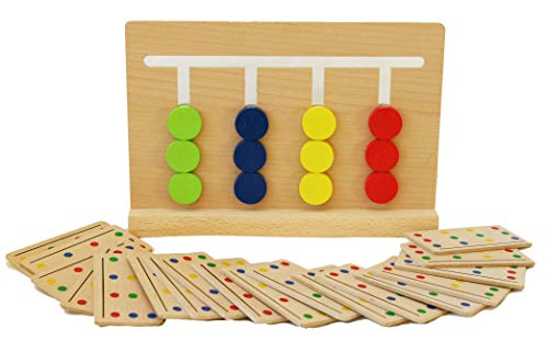 Toys of Wood Oxford Juego de clasificación de Colores de Madera - Juguete de clasificación de Madera con Tarjetas de patrón y Disco de Color - Juego de Rompecabezas de Madera para niños