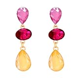 Estos Pendientes de JOYERÍA LOW COST, son de igual apariencia que las Joyas de alto precio. Tienen un bonito diseño. Están chapados en oro, y los cristales son de bonitos colores muy brillantes