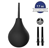 Poire de Lavement Silicone, HailiCare 225ML Médical Ampoule de Lavement avec 2 Buses Douche Anale Ename Kit pour Nettoyage de Côlon et Soulager la Constipation Noir