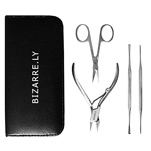Kit per Unghie Incarnite (4 Pezzi) - Set Pedicure Manicure Resistente Acciaio Inossidabile Viaggio Include Tagliaunghie, Forbici Cuticole, Lima Unghie e Solleva Unghie con Custodia in Pelle