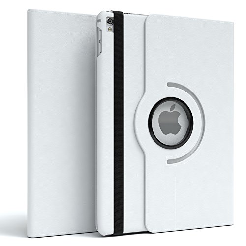 Apple iPad Pro 12,9 (Zoll) Hülle, EAZY CASE Rotation Case Premium Schutzhülle Smart Cover mit Stand-Funktion & Displayschutz 360° Grad drehbar - Etui aus Kunstleder in Weiß