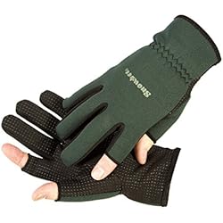 Guantes Snowbee de neopreno, ligeros, para pesca o tiro, color verde, tamaño Large