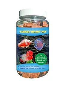 V aquaria Turkey Heart Mix Freeze Dry 50gms - Aquarium Fish Food for Discus, Flowerhorn, Cichlids & Other Tropical Fish (Dry)